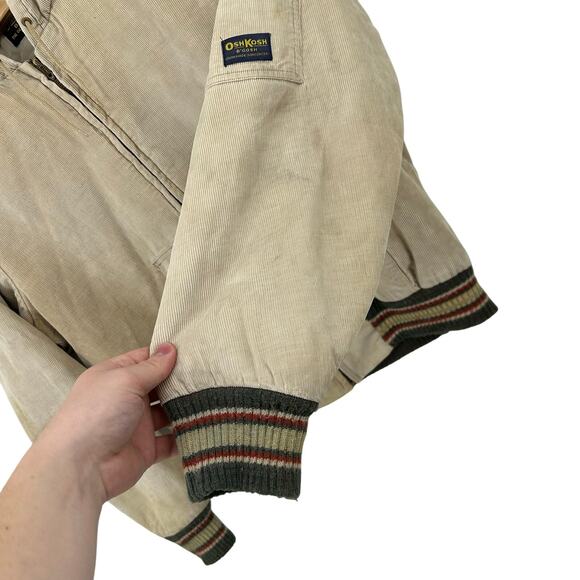 VTG 70s Men's Cream Corduroy OshKosh B'Gosh Quilt Lined Varsity Chore Jacket XL - Picture 8 of 14